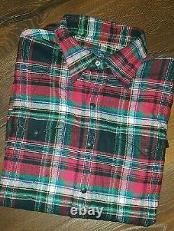 Polo Ralph Lauren Western Patch Suede Elbow Snap Plaid Flannel Shirt L Mens Vtg