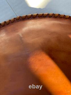 Primitive Huge Leather Cowhide Trencher Trough Bowl Valet Centerpiece Western
