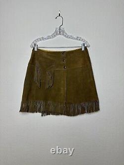 RARE 1960's Pioneer Wear Western Suede Fringe Wrap Skirt M/L 6/8/10 USA