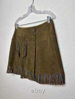 RARE 1960's Pioneer Wear Western Suede Fringe Wrap Skirt M/L 6/8/10 USA