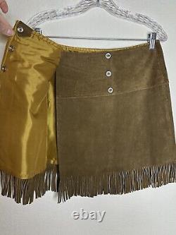 RARE 1960's Pioneer Wear Western Suede Fringe Wrap Skirt M/L 6/8/10 USA