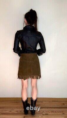 RARE 1960's Pioneer Wear Western Suede Fringe Wrap Skirt M/L 6/8/10 USA