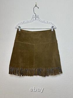 RARE 1960's Pioneer Wear Western Suede Fringe Wrap Skirt M/L 6/8/10 USA