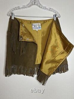 RARE 1960's Pioneer Wear Western Suede Fringe Wrap Skirt M/L 6/8/10 USA