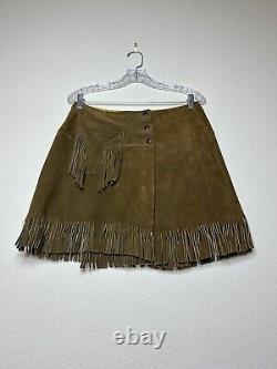 RARE 1960's Pioneer Wear Western Suede Fringe Wrap Skirt M/L 6/8/10 USA