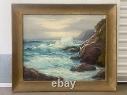 RARE Antique Early California Plein Air Seascape Oil Painting, SOWERSBY'30s