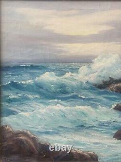 RARE Antique Early California Plein Air Seascape Oil Painting, SOWERSBY'30s