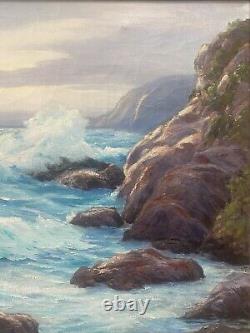 RARE Antique Early California Plein Air Seascape Oil Painting, SOWERSBY'30s