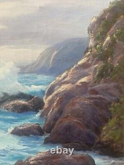 RARE Antique Early California Plein Air Seascape Oil Painting, SOWERSBY'30s