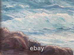 RARE Antique Early California Plein Air Seascape Oil Painting, SOWERSBY'30s