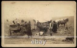 RARE Large Cabinet Photo Comanche Beef Ration Day at Fort Sill Indian Territory