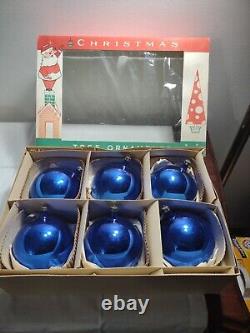 RARE Massive Christmas Ornaments 4 Poland Blue In Original Box Antique