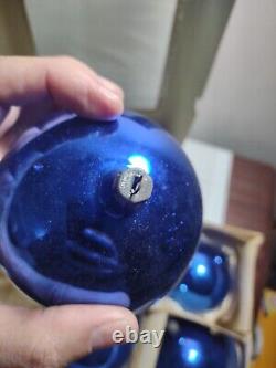 RARE Massive Christmas Ornaments 4 Poland Blue In Original Box Antique