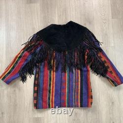 RARE True Vintage 70's Pioneer Wear Wool Leather Fringe Western Jacket Coat