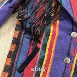 RARE True Vintage 70's Pioneer Wear Wool Leather Fringe Western Jacket Coat