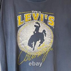 RARE Vintage This Is Levis Country Rodeo Cowboy Graphic T-Shirt Single Stitch L