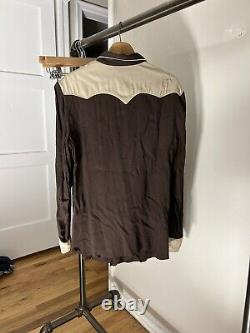 RAREVintage 50's California Ranchwear Western Shirt Sz 15 1/2 Brown Gabardine