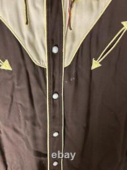 RAREVintage 50's California Ranchwear Western Shirt Sz 15 1/2 Brown Gabardine