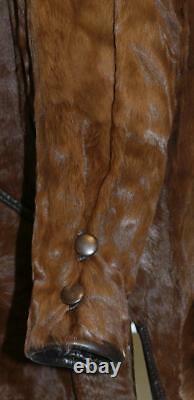 REAL COW FUR BROWN Leather German Women Western Ranch Rodeo Coat JACKET L