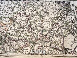 RHINE RIVER c. 1680 FREDERIK DE WIT LARGE ANTIQUE MAP 17TH CENTURY