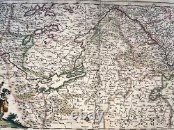 RHINE RIVER c. 1680 FREDERIK DE WIT LARGE ANTIQUE MAP 17TH CENTURY