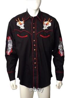 ROCKMOUNT RANCH WEAR-Embroidered Western Shirt, Size-Large