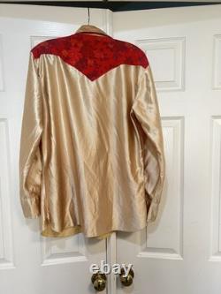 Rare 1950s H Bar C California Ranchwear Bright Gold Red Western Shirt Large