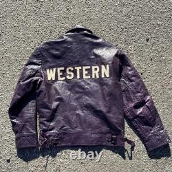 Rare 1970s Distressed Varsity Western Leather Jacket