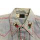 Rare 60s 70's Workwear Western Nature Pearl Snap Embroidered Custom Shirt Sz L