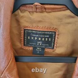 Rare Caramel Colored Compagnie International Express Vintage Leather Trench Coat
