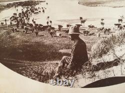 Rare! F. M. STEELE PHOTOGRAPH c1895 COWBOY CATTLE RANCH CIMARRON RIVER KANSAS