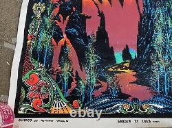 Rare Hipco Celestial Voyage Velvet Black Light Poster 1970s Garden Of Eden Mtn