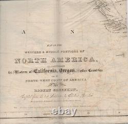 Rare Large 1844 Map of Western North America by R. Greenhow Philadelphia