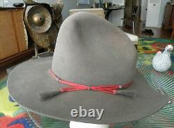 Rare VINTAGE Stetson NO. 1 QUALITY GUS style GREY western FEDORA Hat Large 7 3/8