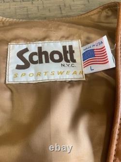 Rare Vintage 70s SCHOTT 3-Pocket Leather Western Cowboy Boho Vest Size L USA