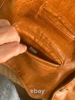 Rare Vintage 70s SCHOTT 3-Pocket Leather Western Cowboy Boho Vest Size L USA