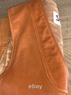 Rare Vintage 70s SCHOTT 3-Pocket Leather Western Cowboy Boho Vest Size L USA