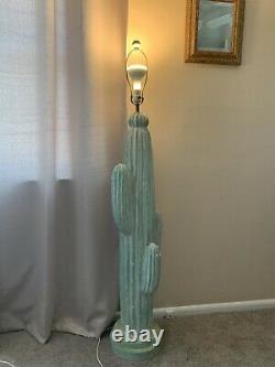 Rare! Vintage Large Painted Plaster Cactus Floor Lamp Western Decor Art Folk