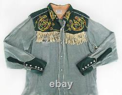 Rare Vintage Las Vegas Cowboy Joe Fringe Embroidered Western Shirt Size L