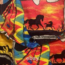 Rare Vintage Western Southwestern Colorful All over Print Snap Button Shirt