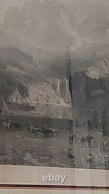Rare large engraving Albert Bierstadt The Rocky Mountains 1863, antique