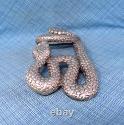 Rattlesnake Belt Buckle Large 3D Cowboy Biker Vaquero Signed Hartnell. NOX020. A