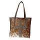 Raviani New Large Tote Bag In Brown & White Speckled Leather With Cross