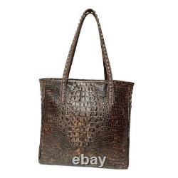 Raviani New Large Tote Bag In Brown & White Speckled Leather With Cross