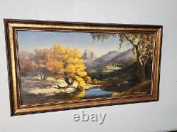 Ray Renfroe (1918-1989) Western Painting Listed Artist Mountain Landscape Water