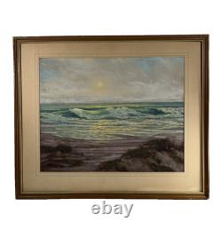 Raymond Nott California Coastline Vintage Moonlight Listed Antique Painting