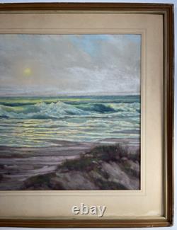 Raymond Nott California Coastline Vintage Moonlight Listed Antique Painting