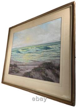 Raymond Nott California Coastline Vintage Moonlight Listed Antique Painting