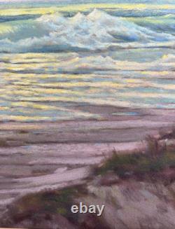 Raymond Nott California Coastline Vintage Moonlight Listed Antique Painting