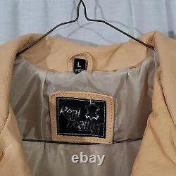 Real Leather Brand Vintage Tan Leather Fringe Embellished Western Jacket Large